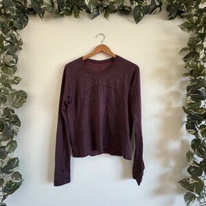 Lululemon Athletic Swiftly Tech Long Sleeve 2.0 Race Heathered Maroon Size 14